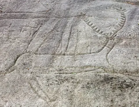 Grabado rupestre de Laxe dos Carballos, en el Parque Arqueológico del Arte Rupestre de Campo Lameiro.